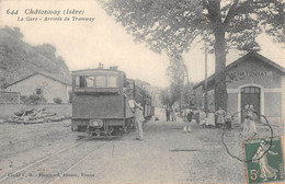 CPA 38 CHATONNAY LA GARE ARRIVEE DU TRAMWAY - Altri & Non Classificati