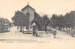 CPA 38 GRENOBLE LE TEMPLE ET RUES FOURRIER ET LESDIGUIERES - Grenoble