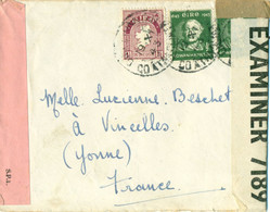 Ireland 1943 Cover Triple Censor Irish German English Sutton Dublin Vincelles Yonne France - Lettres & Documents