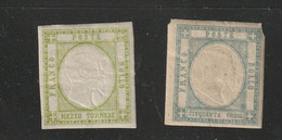 ZItaN19+27B -  ITALIE  1858  --  Les  2  EXCELLENTS  TIMBRES  N° 19 + 27B  Neufs**  --  Forte  Côte - Sicilia