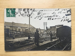 CARTE PHOTO 2 ST QUENTIN GARE ACCIDENT TAMPONNEMENT LIGNE DU NORD NOVEMBRE 1911 - Saint Quentin