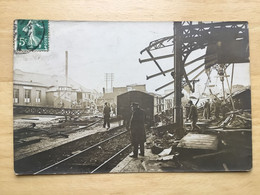 CARTE PHOTO 3 ST QUENTIN GARE ACCIDENT TAMPONNEMENT LIGNE DU NORD NOVEMBRE 1911 - Saint Quentin