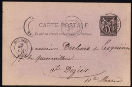 France CPA Précurseur Lyon Entier Postal N° 89 Sage Cad 06 Décembre 1878 Les Terreaux Dijon Bureau Passe 978 V.scans - Ohne Zuordnung