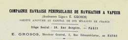 1883 RECEPISSE CONNAISSEMENT  CIE HAVRAISE PENINSULAIRE DE NAVIGATION A VAPEUR E.GROSOS Pour Lisbonne Portugal - Portugal