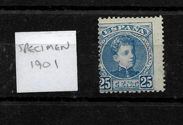 Spain, 1901 King Alfonso XIII 25c Blue. SPECIMEN (S210) - Nuevos