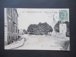 Frankreich 1907 AK Regmalard (Orne) 1906 L'Eglise Et Ses Environs Blauer Bahnpost Stempel!! - Remalard