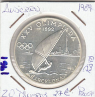 E1961 MONEDA ANDORRA 20 DINEROS 1989 PLATA PROOF 27 - Andorra