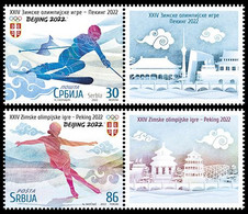 Serbia 2022. XXIV Winter Olympic Games Beijing 2022, Stamp + Vignette, MNH - Winter 2022: Peking
