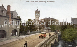 SALISBURY THE CLOCK AND INFIRMARY OLD COLOUR POSTCARD WILTSHIRE - Salisbury