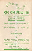 THE OLD PLOW INN FLOWERS BOTTOM BUCKINGHAMSHIRE OLD ADVERTISING CARD WITH MAP - Buckinghamshire