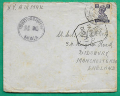 LETTER BOMBAY MUMBAI INDIA 1942 FOR MANCHESTER ENGLAND CENSORSHIP PASSED DHB 17 WW2 BY AIRMAIL - Airmail