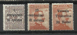 ITALY Trentino & Dalmatien 1919 Michel 1 & 5 & 29 * - Trentino