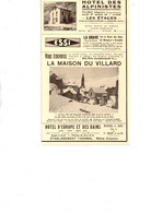 (38) Isère Publicité Papier Coupure De Presse Année 1935 Hôtel La Grave Monêtier Les Bains Les Etages Villard - Reclame