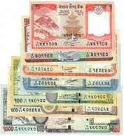 SET Nepal 5, 10, 20, 50, 100, 500 & 1000 Rupees 2010-2019 UNC - Népal