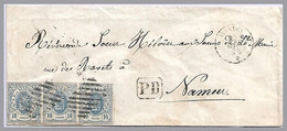 LUXEMBOURG - 10c Arms Imperforate Strip Of 3 On Cover - Vianden Rural Bars - 1861 - To Namur - 1859-1880 Coat Of Arms