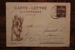 1917 Carte En Franchise Ardèche (07) Albagnas St Martin De Valamas Soldat Cover WW1 WK1 SP 198 FM - Covers & Documents