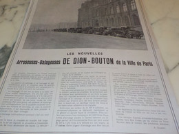 ANCIENNE PUBLICITE BALAYEUSE DE PARIS DE DION BOUTON  1920 - Camions