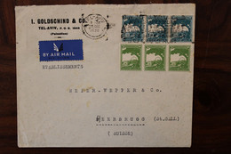 1938 Tel Aviv Heerbrugg Suisse Jerusalem LEVANT Cover Palestine Palästina Israel Cad Flamme Werbestpl Bande Triple X 2 - Palästina