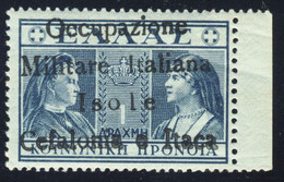 1941- Emissione Di Itaca - Beneficienza 1 D Azzurro BDF Soprastampato MNH** (2 Immagini) Signed Raybaudi + A.Diena - Cefalonia & Itaca