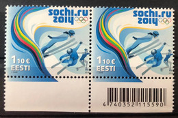 Estonia Estland 2014 XXII Winter Olympic Games In Sochi Displacement Perforation Pair With Barcode Mint RARE! - Hiver 2014: Sotchi