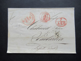 Franco 26.12.1842 3x Rote Stempel Basel  / Ovalstempel 7 A.E.D Und K2 Suisse Belfort über Hiningue Nach Pontarlier - ...-1845 Vorphilatelie