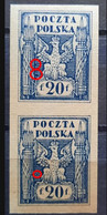 COAT OF ARMS-EAGLE-SMALL VALUES-20 F-PAIR-ERROR-NORTH POLAND-1919 - Unused Stamps