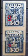 COAT OF ARMS-EAGLE-SMALL VALUES-20 F-PAIR-ERROR-NORTH POLAND-1919 - Ongebruikt