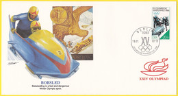 2756 (Yvert) Sur FDC Illustrée Jeux Olympiques D'hiver à Calgary (Canada) - Bobsleigh - RDA 1988 - FDC: Covers