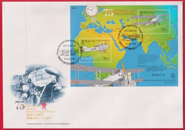 FDC-Carte Maximum #1999-Macao-Macau # Aviation -avions-flugzeuge-airplane-ligne Aérienne Portugal-Macau -bloc - FDC