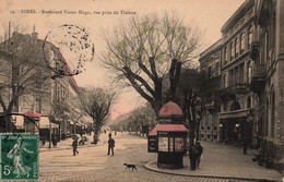 Nimes (Gard) Boulevard Victor Hugo, Vue Prise Du Théâtre - Edition Granier Et Piton - Carte Colorisée N° 54 - Nîmes