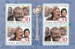 Czech Republic - 2022 - Czech Actors - Stella Zazvorkova And Jan Werich - Mint Miniature Stamp Sheet - Ungebraucht