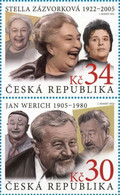 Czech Republic - 2022 - Czech Actors - Stella Zazvorkova And Jan Werich - Mint Stamp Set - Nuevos