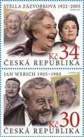 Czech Republic - 2022 - Czech Actors - Stella Zazvorkova And Jan Werich - Mint Stamp Set - Unused Stamps