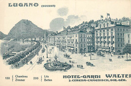 LUGANO - Hôtel-Garni Walter, Carte Illustrée. - TI Tessin