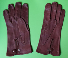 Ancienne Paire GANTS En CUIR Souple Brun  - Talle 9 - Très Bon état Jamais Utilisé - Environ  L 25x11 Cm - Vers 1960 - Altri & Non Classificati