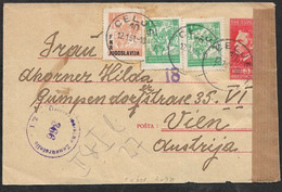 1951 YUGOSLAVIA - Uprated Stationery Envelope Mi. U28 Censor Zensur To Wien, Austria - Rare - Brieven En Documenten