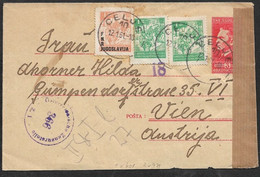 1951 YUGOSLAVIA - Uprated Stationery Envelope Mi. U28 Censor Zensur To Wien, Austria - Rare - Briefe U. Dokumente