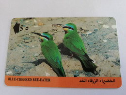 OMAN /GPT     OMN16 1990  BLUE CHEEKED BEE EATER       RO 5.000       Nice Used Card    **9305** - Oman