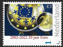 Nederland  2022-1   20 Jaar  Euro   Munt Op Postzegel  Coin On Stamp     Postfris/mnh/neuf - Neufs