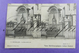 Bruxelles Stereokaart Manneken-Pis N° 2 Pub Vues Julien Damoy. E. Deley Paris - Stereoscope Cards