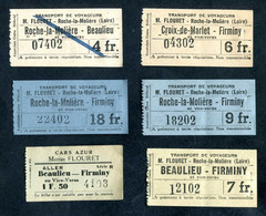 Lot De 6 Tickets De Bus Compagnie Flouret - Bassin Minier De La Loire - Mines De Roche-la-Molière Et Firminy (Loire) - Europa