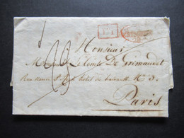 Frankreich 1838 Faltbrief Mit Inhalt Nach Paris Mit 3 Roten Stempeln An Den Comte De Grimaudet - Entry Postmarks