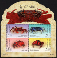 Thailand - 2021 - Crabs - Mint Stamp Sheetlet - Thaïlande