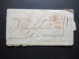 GB / England 18.4.1802 Isle Of Wight - Chateaugontier Roter Stempel Paid 1802 Faltbrief Mit Viel Inhalt / Viele Tax Verm - ...-1840 Precursori