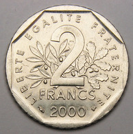 2 Francs Semeuse, 2000, Sans Apostrophe Entre D'APRES Et Sans Point Entre O Et ROTY, Nickel - V° République - 2 Francs