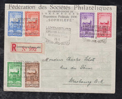 Luxemburg 1936 FDC Registered Cover Exposition Federal Mi# 290-95 To STRASBOURG France - Covers & Documents