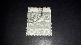 03AL15 SAN MARINO 1925 VEDUTA TIPO DEL 1903 IN NUOVI COLORI 20 CENT. "O" - Used Stamps
