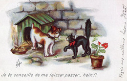 CPA,  Je Te Conseille De Me Laisser Passer, Chat, Chien, De 1924, Pli Bas Gauche, Illustrateur Luby. Humour, écrite - Humour