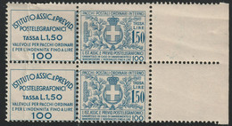 Assicurativi Postetelegrafonici 1,50 Coppia Sass 17 Bdf MNH** Cv 750 - Versichert