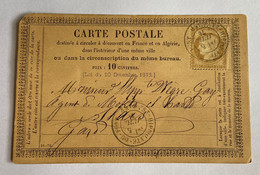CARTE PRÉCURSEUR De ST HIPPOLYTE DU FORT Pour ALAIS Avec Affranchissement Type Cérès De Juillet 1876 - Tarjetas Precursoras
